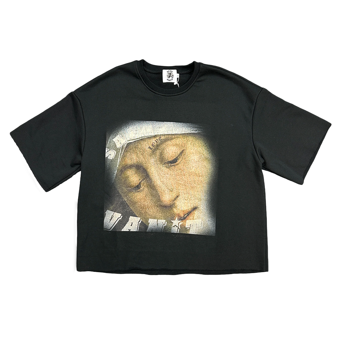 Saint Vanity Cropped Cru Neck Tee Black
