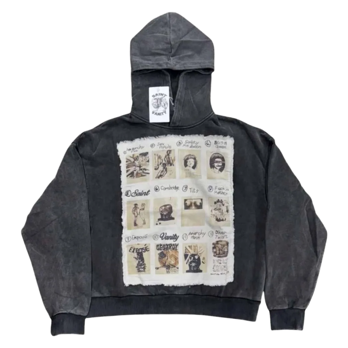 Saint Vanity Patchwork Hoodie Black